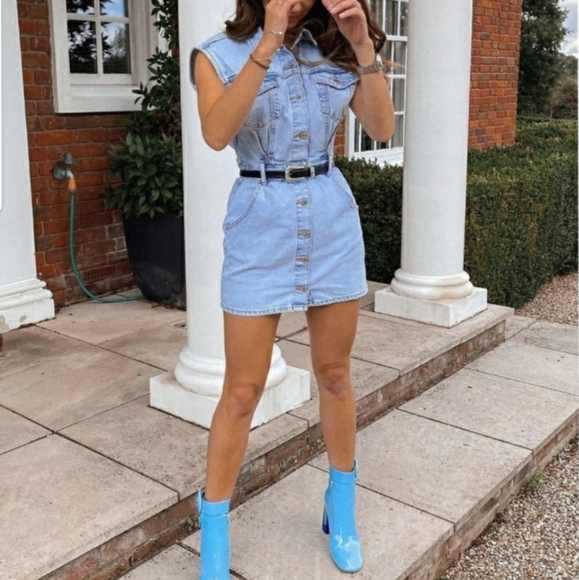 Zara Dresses & Skirts - Zara Pleated Denim Mini Dress. NWT. Medium.